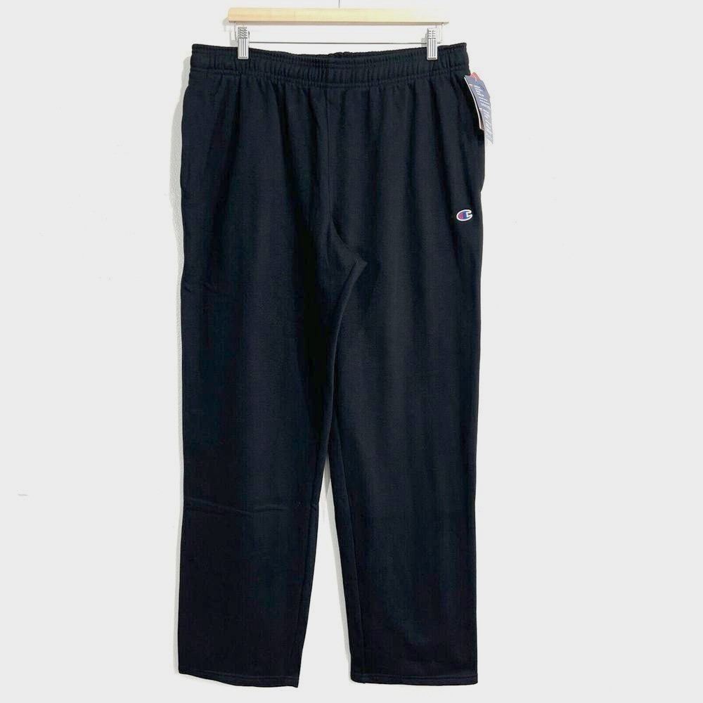 Champion Authentic Athletic Wear Jogger Pants Men XL Black Drawstring Cotton Gym